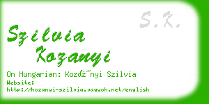 szilvia kozanyi business card